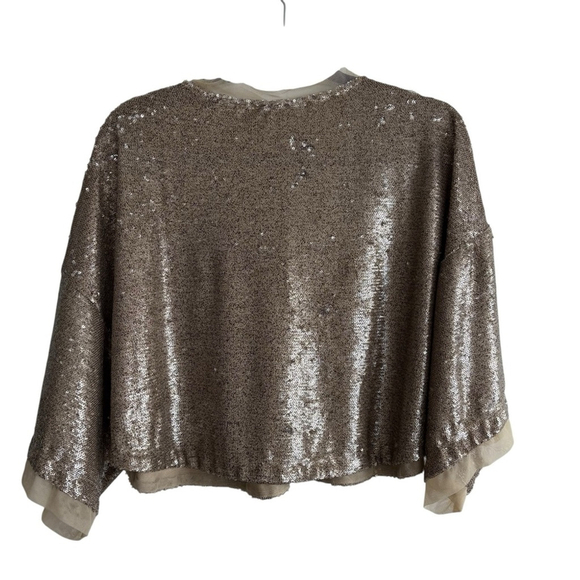 Free People Champagne Dreams Cropped Sequin Top Sz XS - Picture 4 of 9